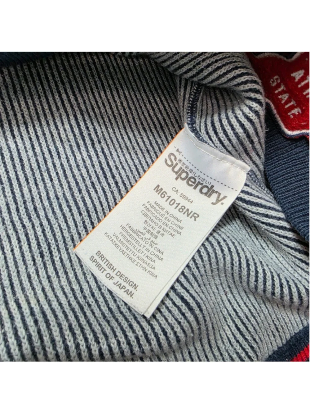 Superdry Athletic Sweatshirt Mens 2XL Gray Waffle Knit Crewneck Spellout Logo - Picture 6 of 9